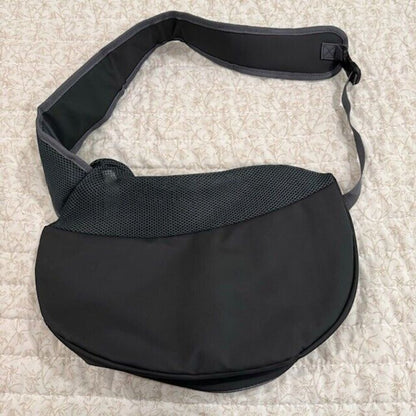 Pet Puppy Dog Sling Carrier Dark Green Mesh Shoulder Travel Bag Adjustable