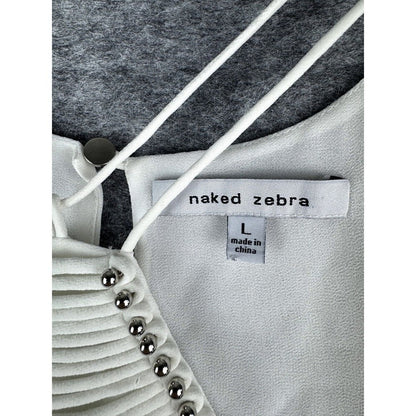 Naked Zebra Ladies Halter Blouse, Bead Embellished Front, Sleeveless, Size Large