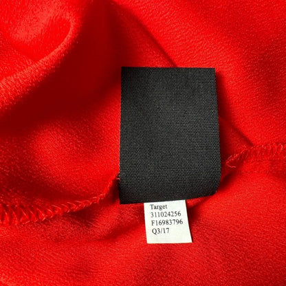Who Wear What Top Sz M Red Front Pleated Boat Neck Long Fluted Sleeve