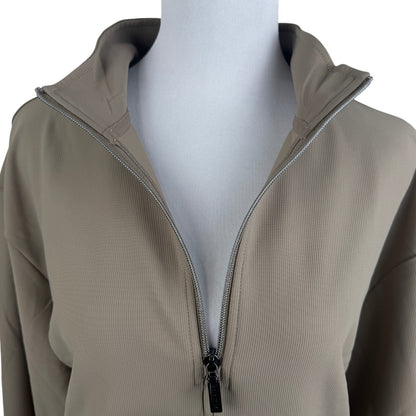 Skechers GO WALK Luxe Womens XL 1/4 Zip Pullover Ribbed Mock Neck Taupe NWT