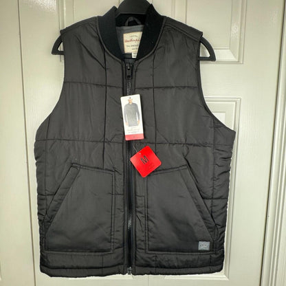 Weatherproof Vintage Men Medium Black Puffer Vest Fleece Lined Zip Pockets NWT