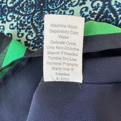 Cabi Women TankTop Sz XS Lined Green Blue Damask Bottom Stripes Spaghetti Straps