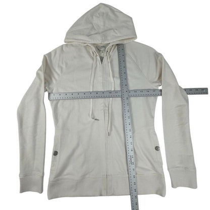 Ann Taylor Loft Jacket Women's Sz S Ivory  Zippered Hoodie Long Sleeves Pocket