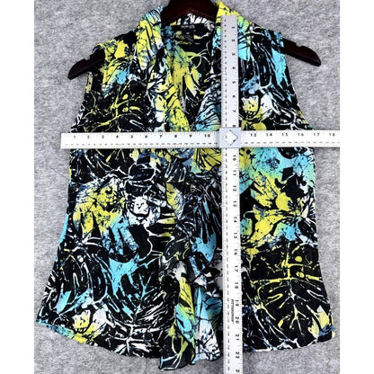 Style & Co Women Crinkle Top Blouse Sheer Collar Button Down Ruffle Size 4P