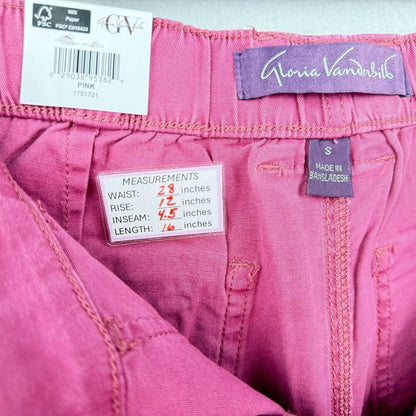 Gloria Vanderbilt Ladies Pink Utility Short Sz S Zipper Pockets