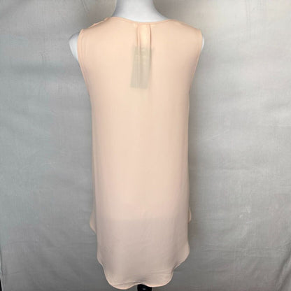 H&M Women Sz 6 Dusty Peach V Neck Front Pleated Sleeveless Tunic Top