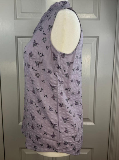 NWT Modern Ambition Purple Ruffle Collar Sleeveless Textured Blouse Small B2255