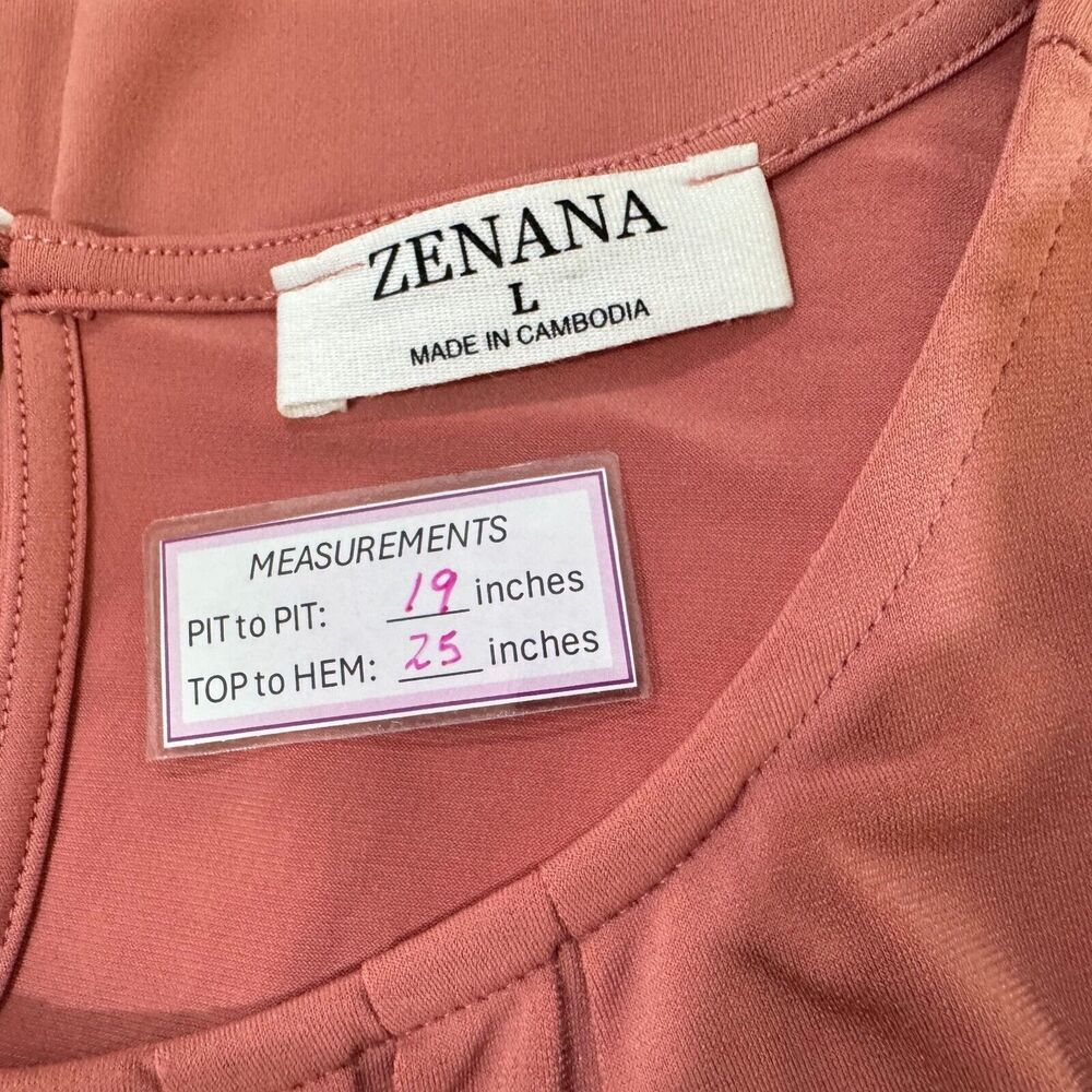 Zenana Silky & Soft Top Sz L Pleated Scoop Neck Sleeveless Top L