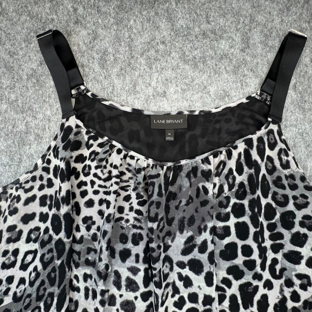 Lane Bryant Tank Top Sz 26 Leopard Print Lace Layered Flowy Scoop Neck