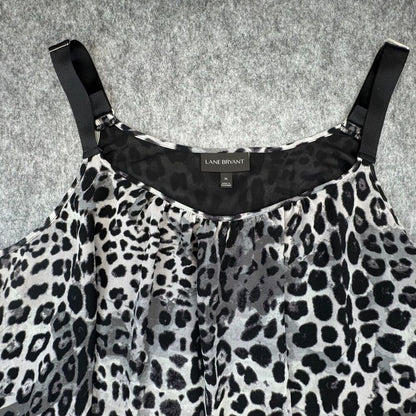 Lane Bryant Tank Top Sz 26 Leopard Print Lace Layered Flowy Scoop Neck