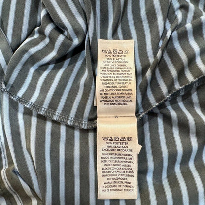Rorie Whelan Golf Polo Men Sz L Gray Blue Stripes Collar Button Short Sleeves
