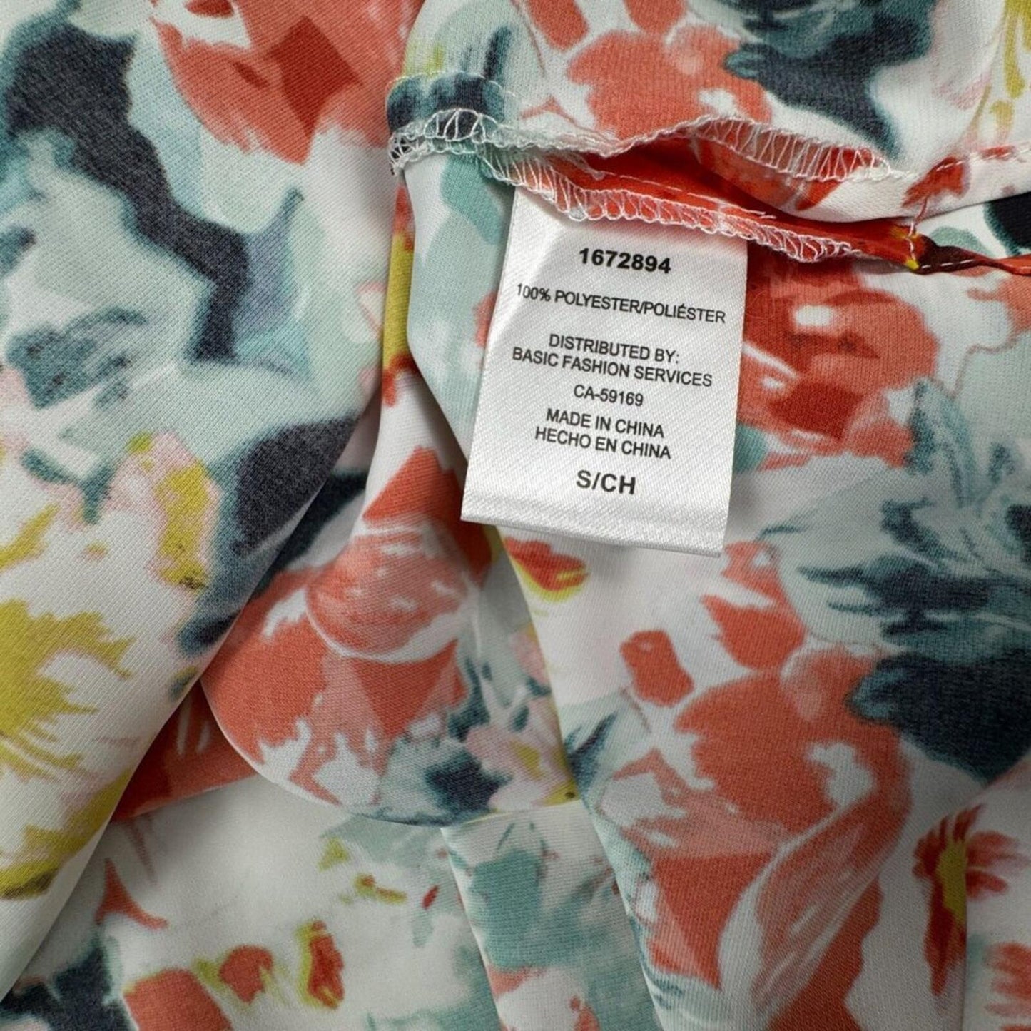 Mario Serrani Women Top Sz S NWT Green Floral V-Neck Top 3/4 Sleeves B2119