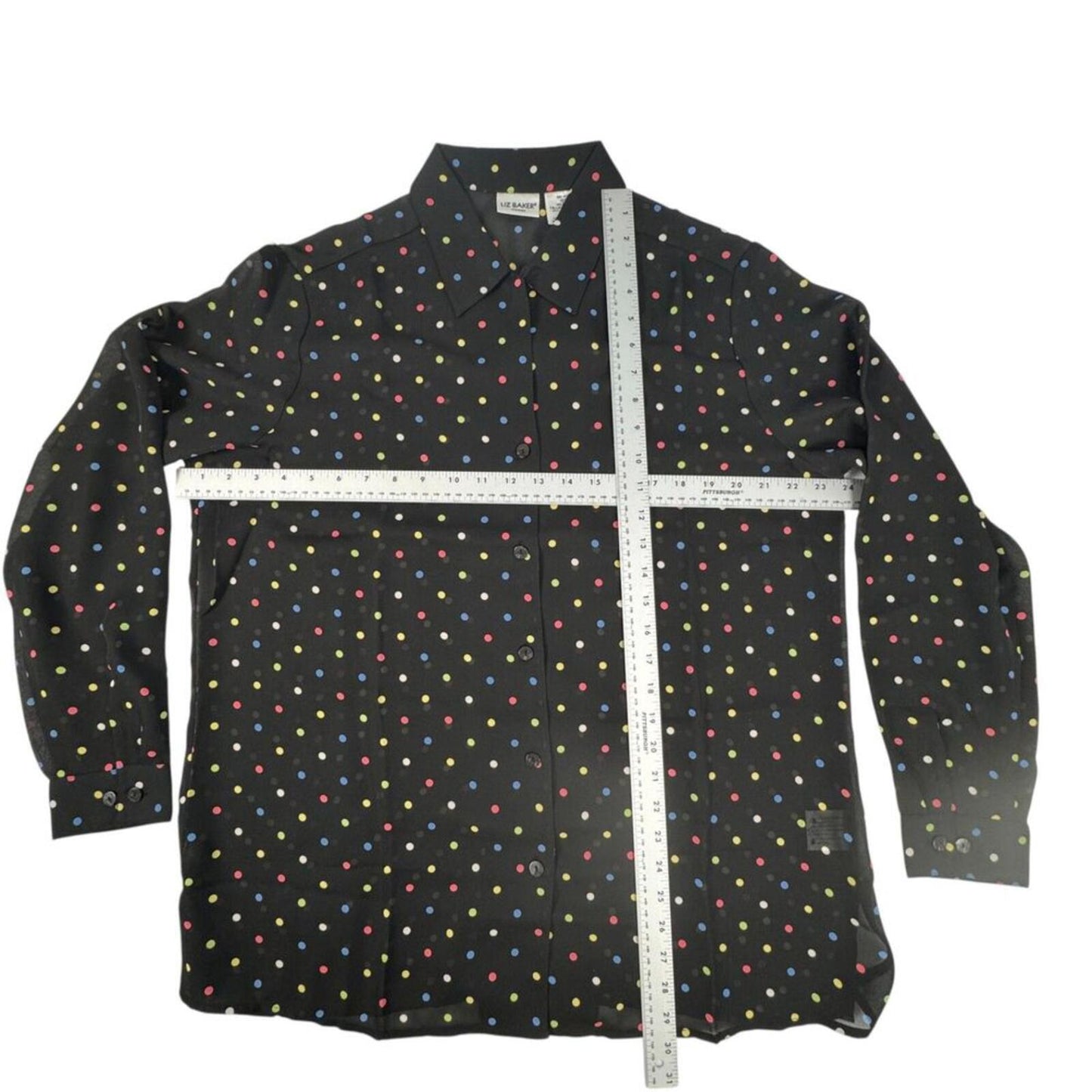 Liz Baker Women's 2-Piece Set Size 16W Black Polka Dot Blouse and Tank NWOT