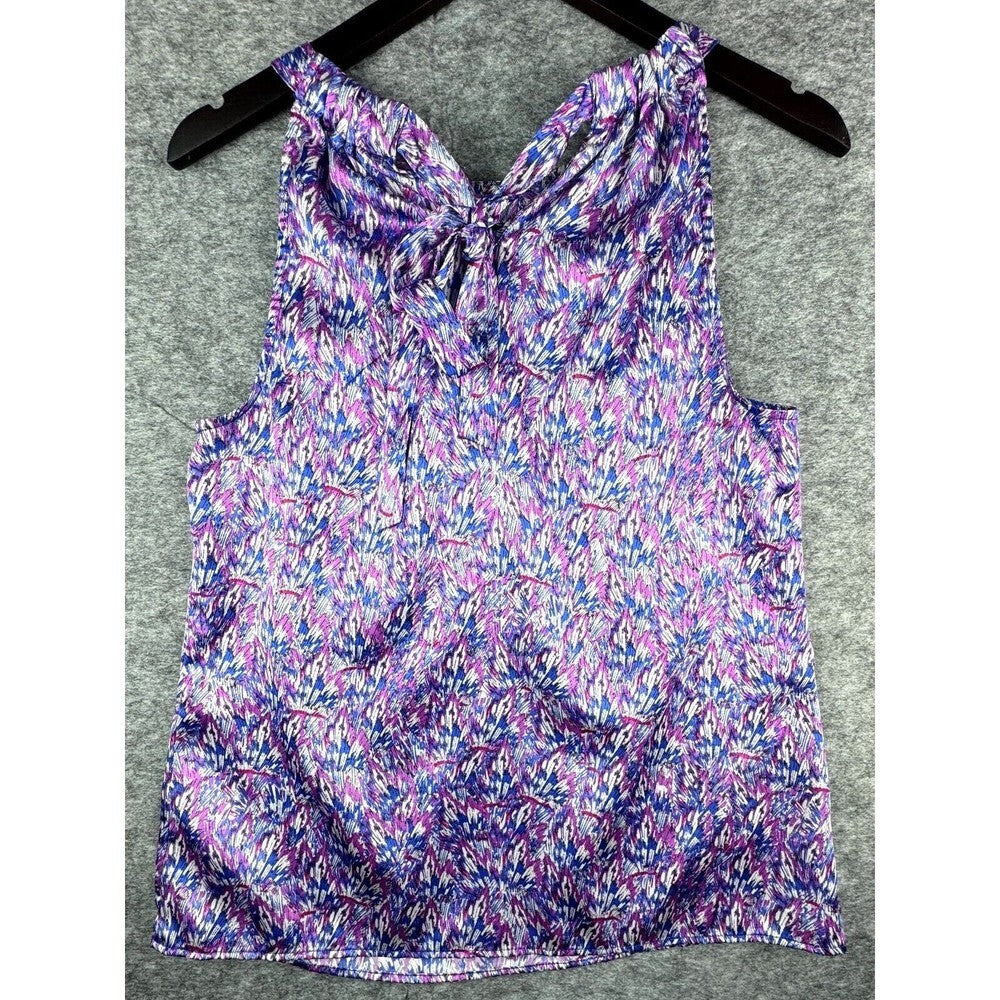 The Limited Woman’s Tie Neck Halter Tank Top Satin Feel Pink Blue Size Medium