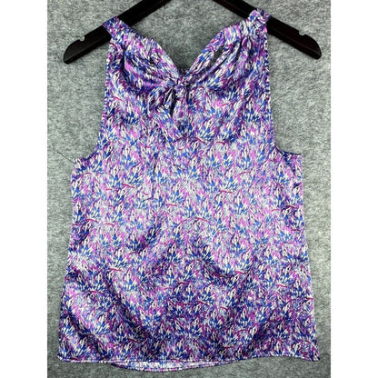 The Limited Woman’s Tie Neck Halter Tank Top Satin Feel Pink Blue Size Medium