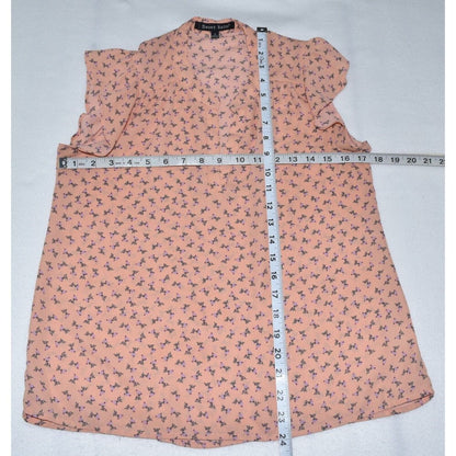 Sweet Rain Top Peach and purple flowers - Sleeveless Blouse - Size S