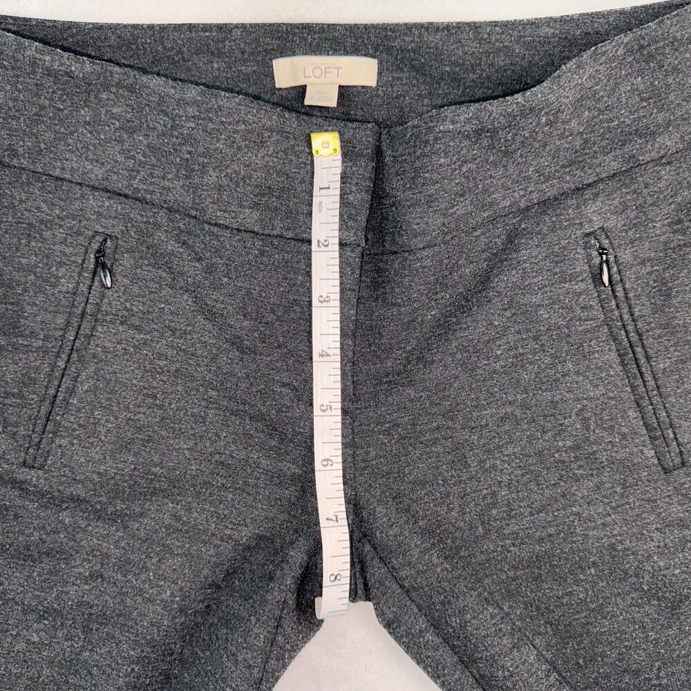Loft Marisa Skinny Pants Size 0 Dark Gray Slash Zippered Front Back Pockets