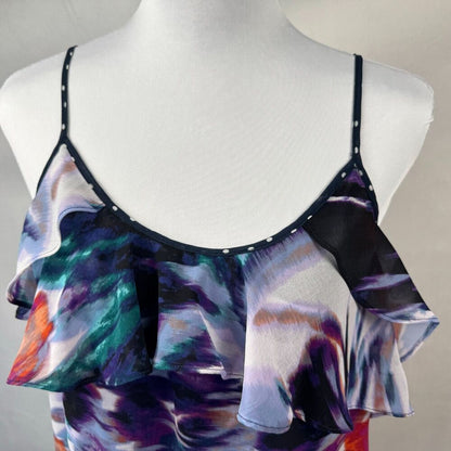 Calvin Klein Top Sz S  Multicolor Sleeveless Spaghetti Strap Ruffle Neckline