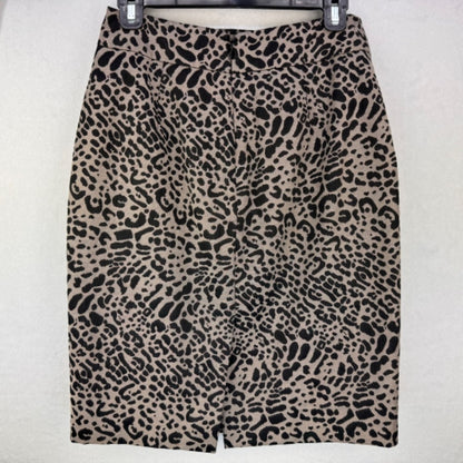 Calvin Klein Pencil Skirt Sz 4 zipper closure Taupe with black animal print