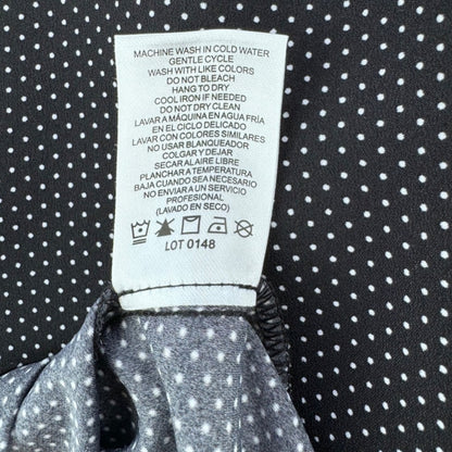 Hilary Radley Top Women Sz M V-Neck short sleeve black with white polka dots