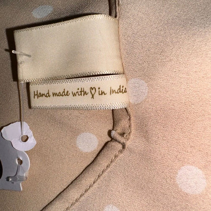 Japna Ladies Camisole Size M Beige Polka dots Button Front V Neck