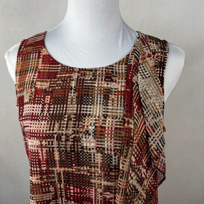 White House Black Market Sz S Geometric Print Asymmetrical Keyhole Sleeveless