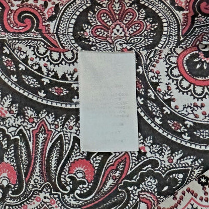 Talbots Blouse Sz XS V-Neck Cap Sleeve Red & Black Paisley Print Side Slits