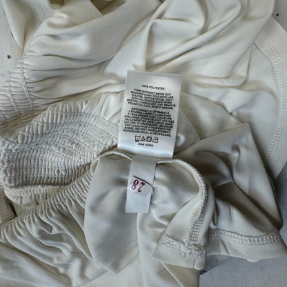 Express Top Sz M NWT Ivory Polka Dots Halter  Smocked Sleeveless Peplum Lined