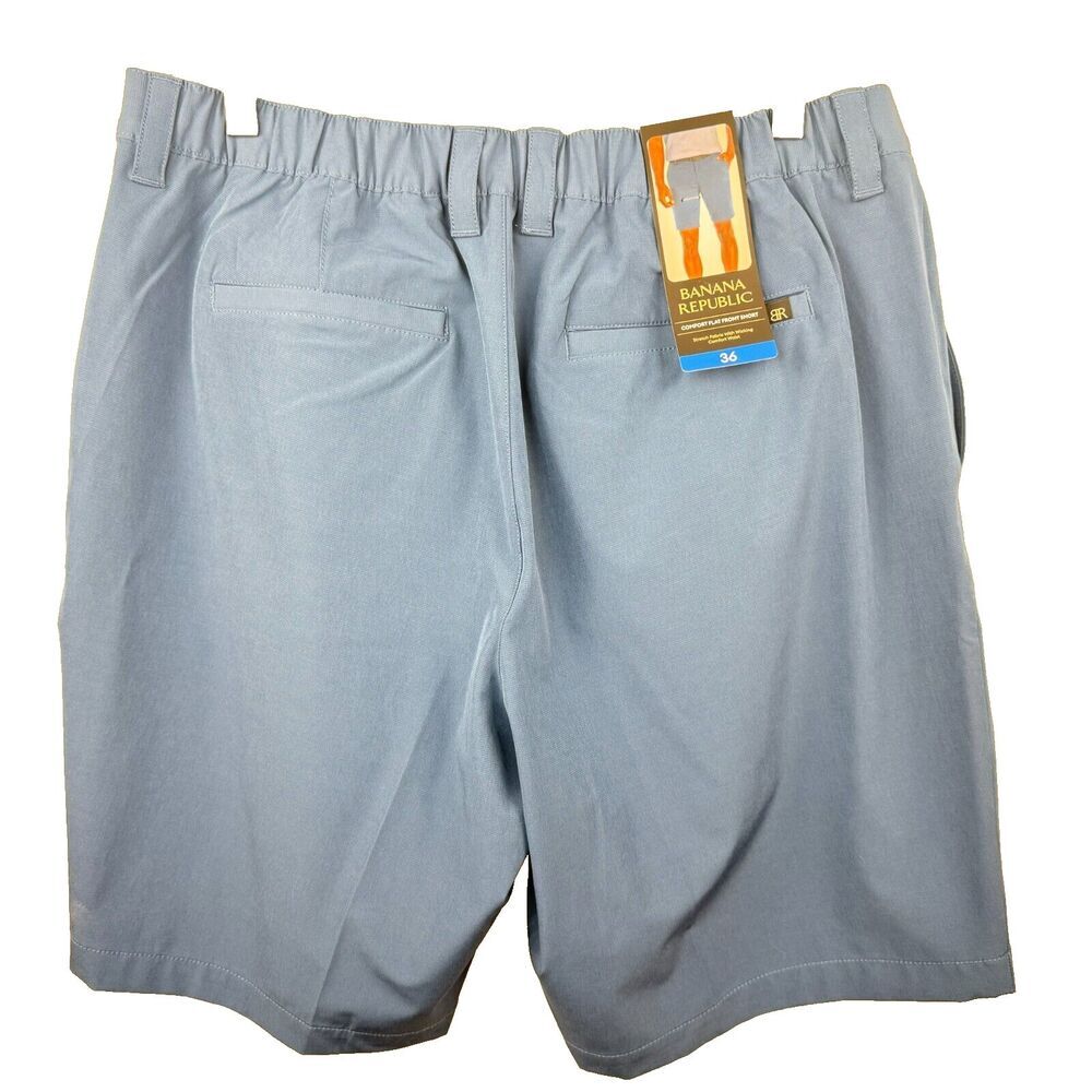 Banana Republic Men Shorts  Sz 36 Blue Comfort Waist Stretch Wicking Flat Front