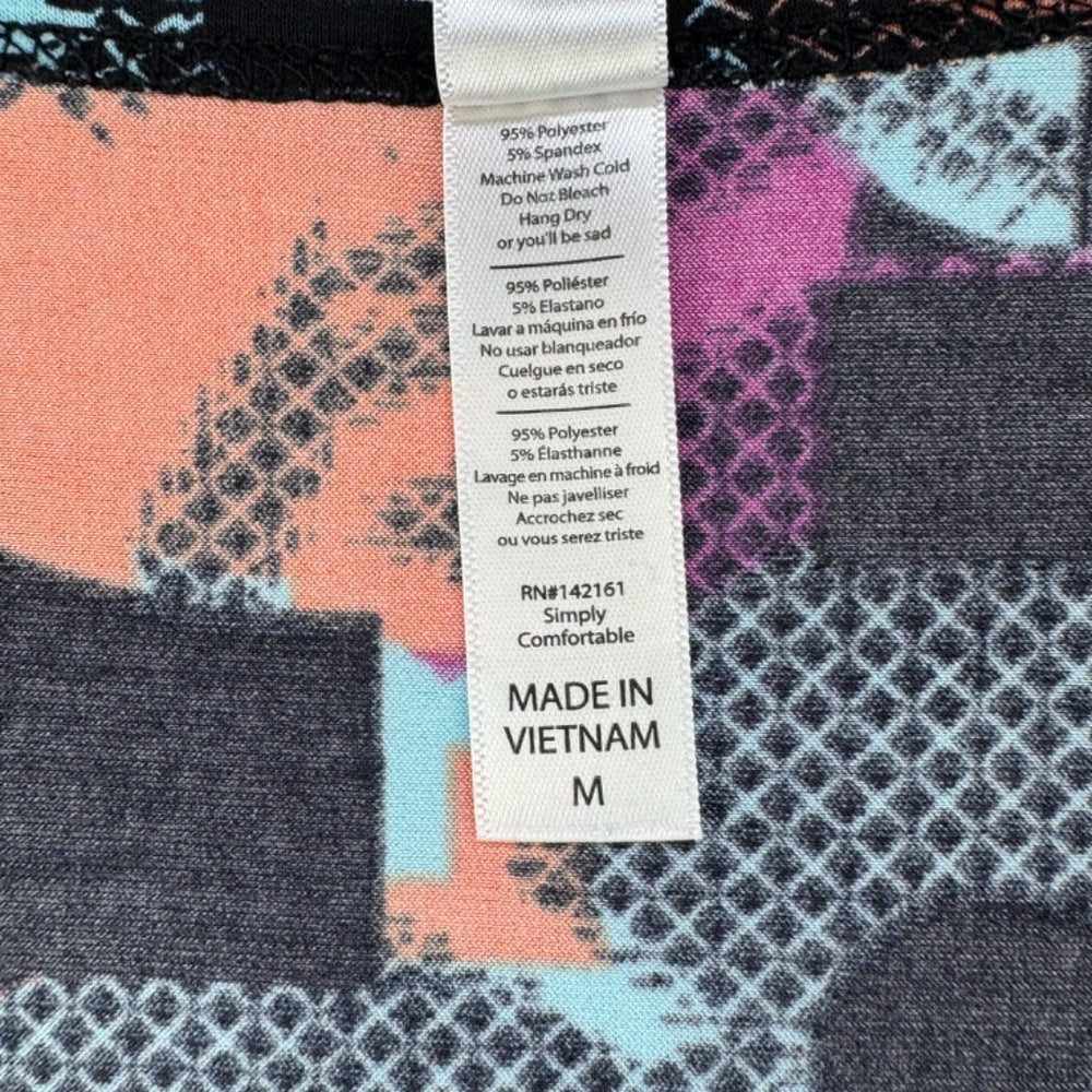 LulaRoe Top Women Sz M Cross Stitch Multicolor short sleeve scoop neck