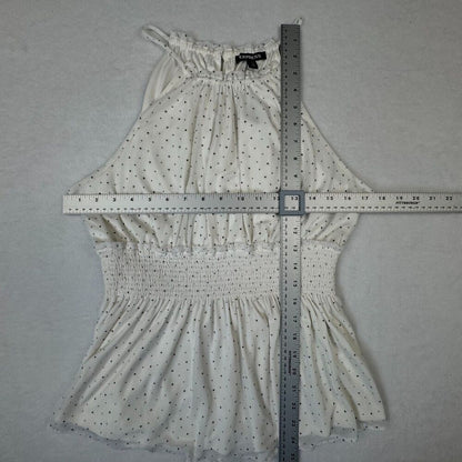 Express Top Sz M NWT Ivory Polka Dots Halter  Smocked Sleeveless Peplum Lined