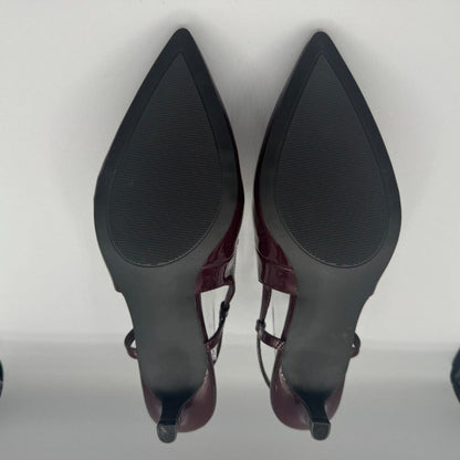 Apt 9 Keerah Wine Size 8.5 M Shoes Patent Leather Strappy Pointed Toe 2.5" Heel