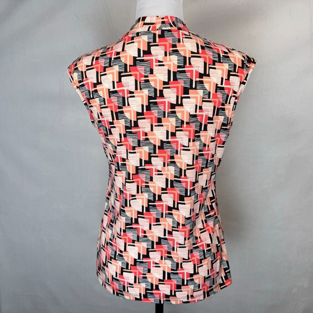Evan Picone Black Label Top Sz S Cap Sleeve Square Neck Beige Red Black