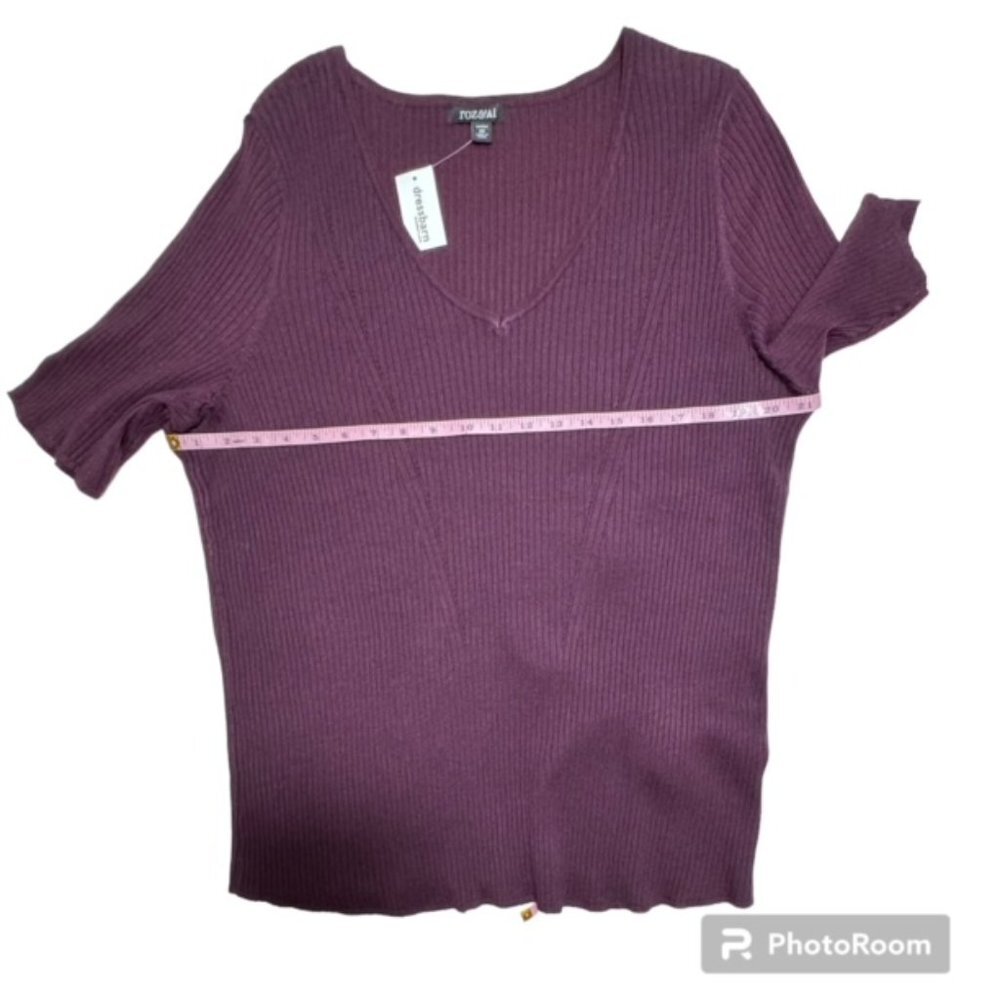 Roz Ali Dressbarn Plus Women's Size 2X Elbow Length Sleeve Knit Top NWT
