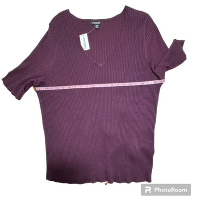Roz Ali Dressbarn Plus Women's Size 2X Elbow Length Sleeve Knit Top NWT