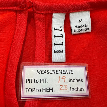 Elle Women Blouse Sz M Round Neck Front Pleated Sleeveless Keyhole Closure