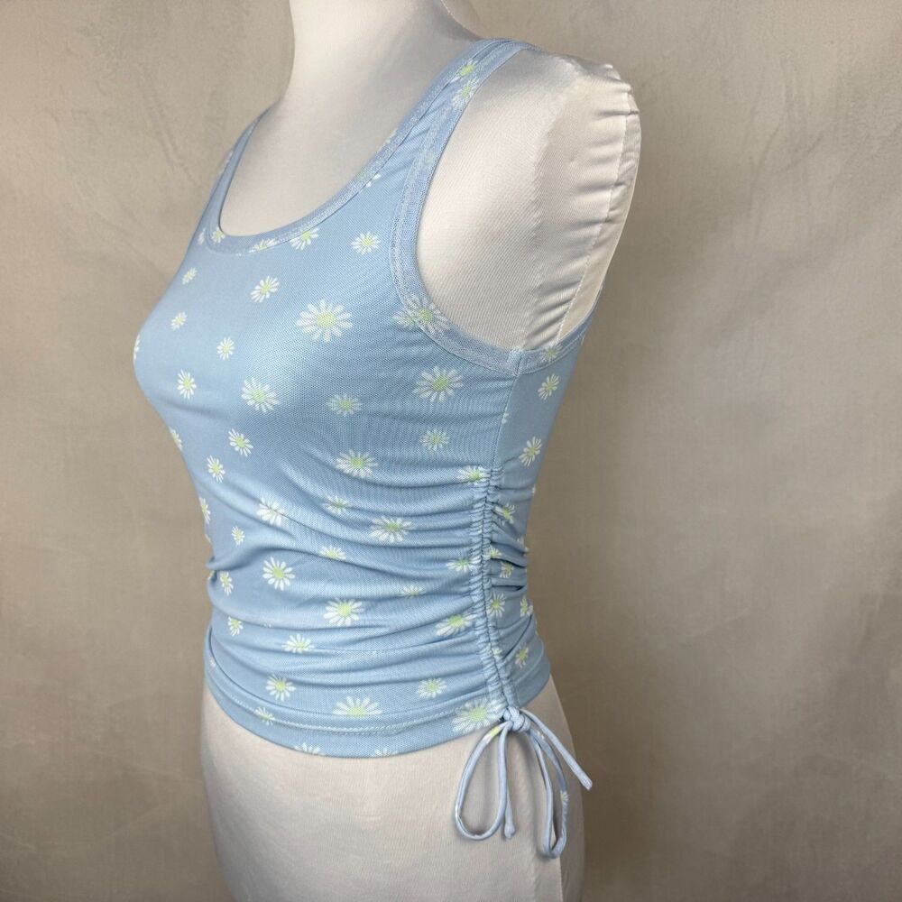 Princess Polly XX Blue Daisy Print Mesh Crop Top Women's Size 4