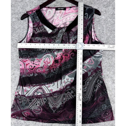 Nine West Vintage Red Sleeveless Top with Black Velvet front neckline - Size L