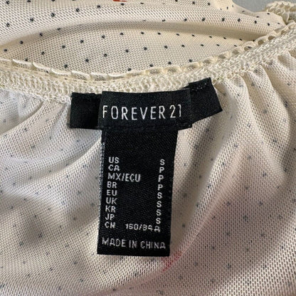 Forever 21 Crop Top Sz S Sheer Floral Puff Sleeve Mesh