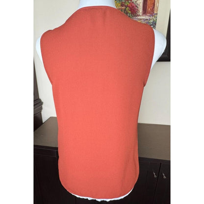 Nine West Top Sz XS Rust VNeck Sleeveless Layering Career