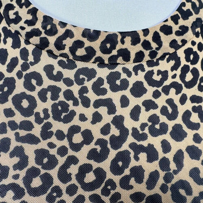Forever 21 Crop Top Sz S Leopard print Mesh crew neck short sleeve