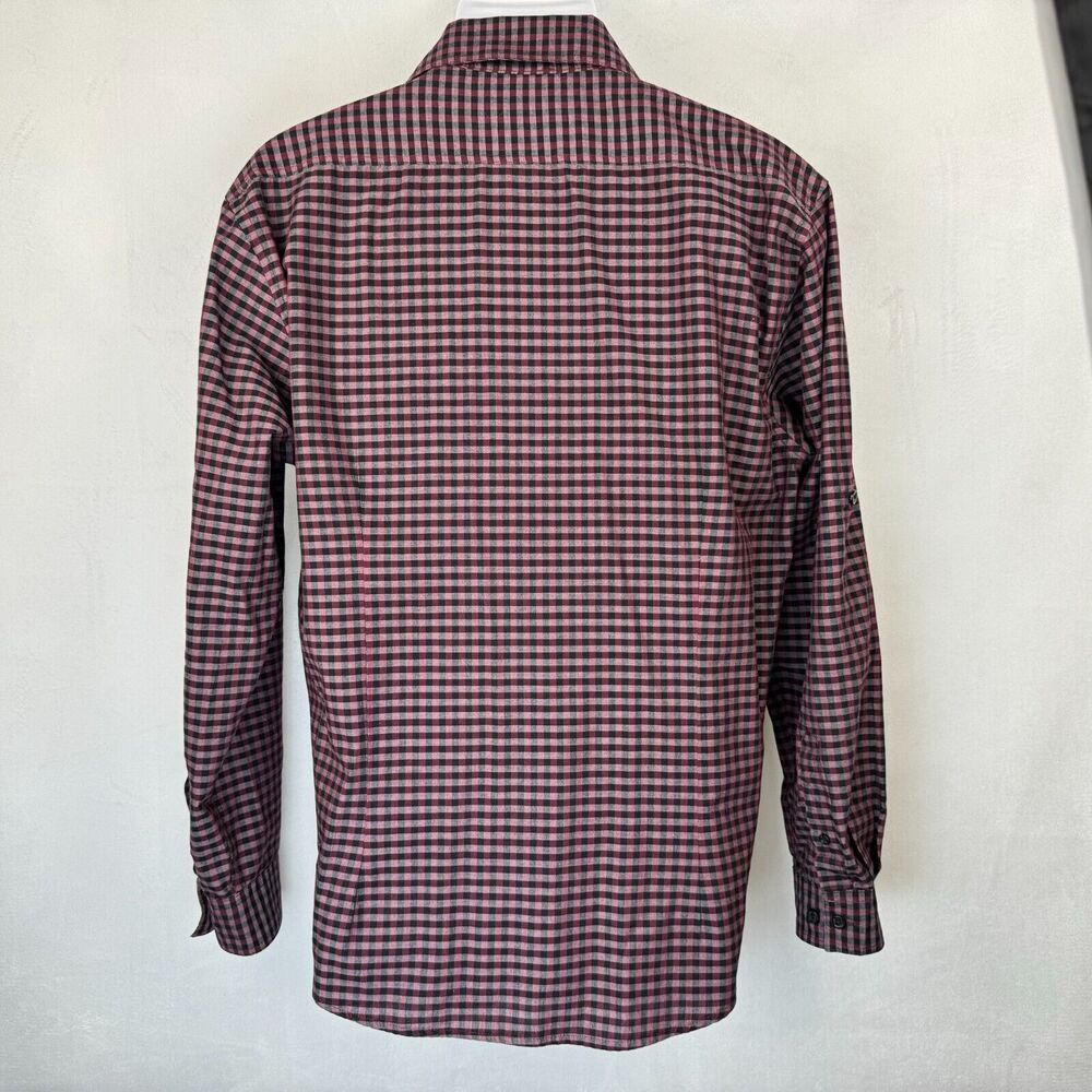 Camisa Bruno para hombre Talla M tejida suave abotonada de manga larga color burdeos, negro y gris