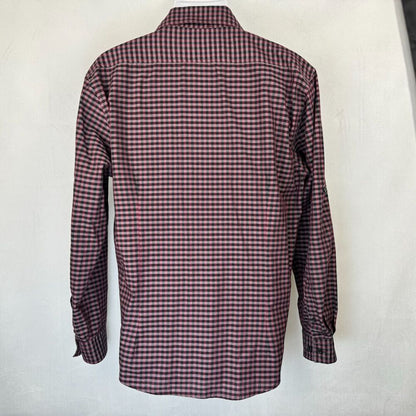 Camisa Bruno para hombre Talla M tejida suave abotonada de manga larga color burdeos, negro y gris
