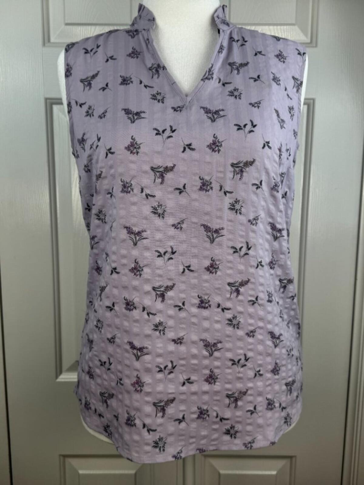 NWT Modern Ambition Purple Ruffle Collar Sleeveless Textured Blouse Small B2255