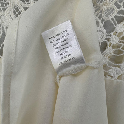 Daniel Rainn Ladies Top Sz M Sheer Cream and crochet lace shoulder neckline