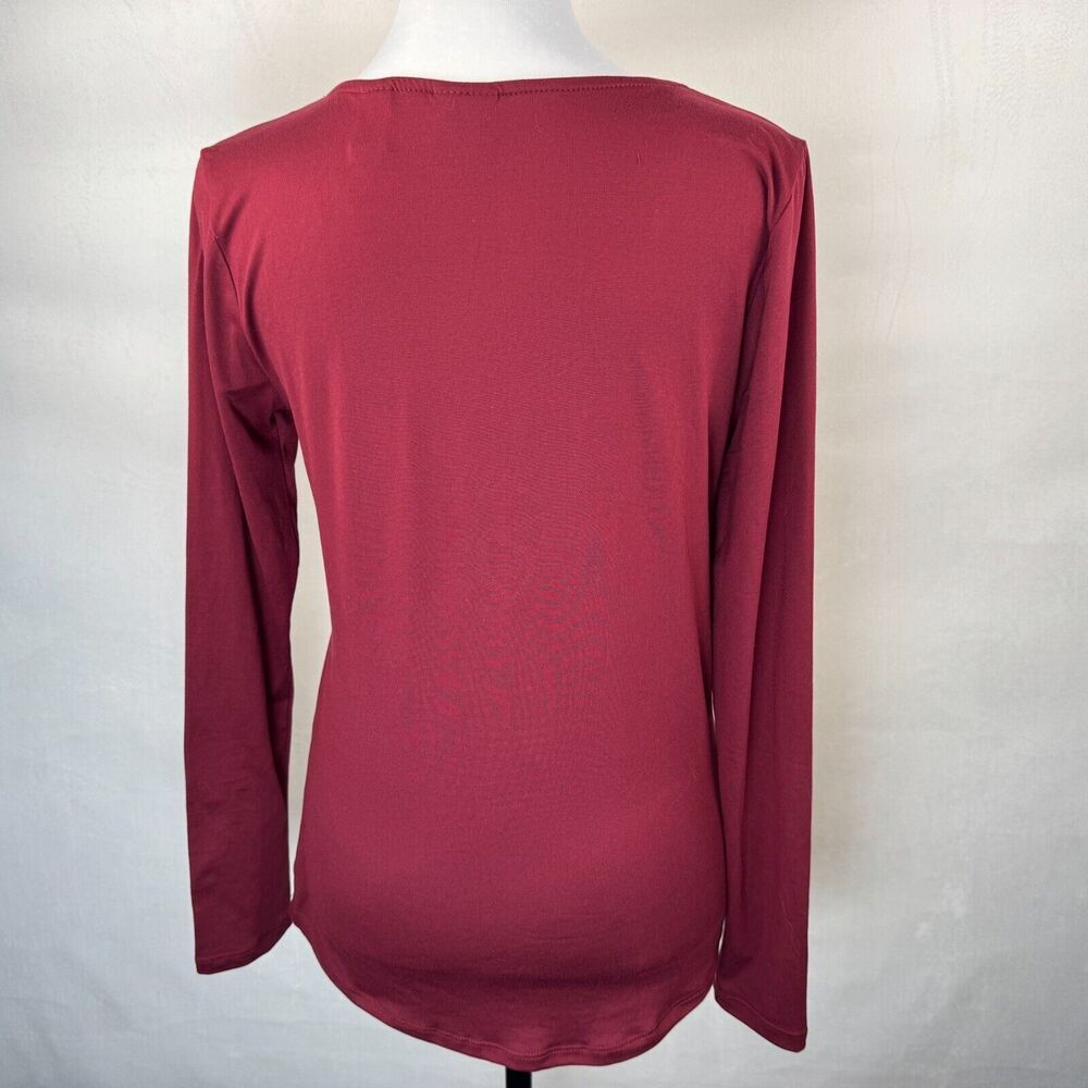 Daytrip Top Sz S Burgundy Soft Knit Loop Lace Up Long Sleeve