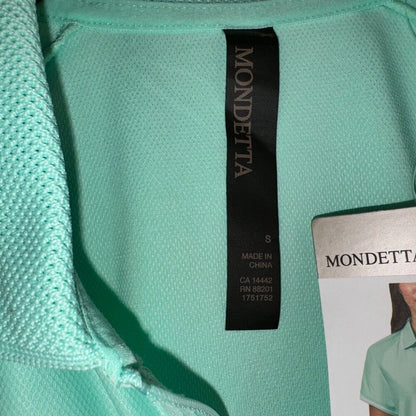 Mondetta Polo Sz S Women Green Active 1/4-Zip Short Sleeve Mesh