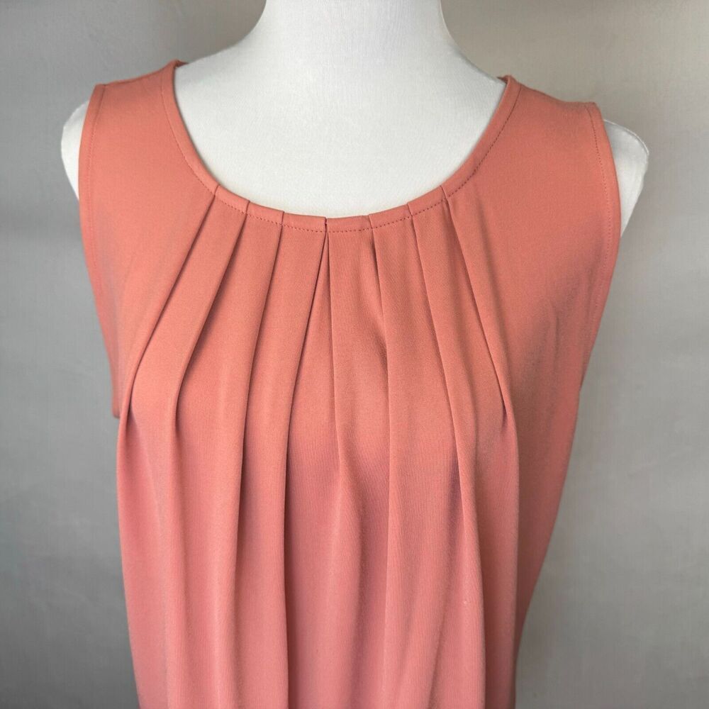 Zenana Silky & Soft Top Sz L Pleated Scoop Neck Sleeveless Top L