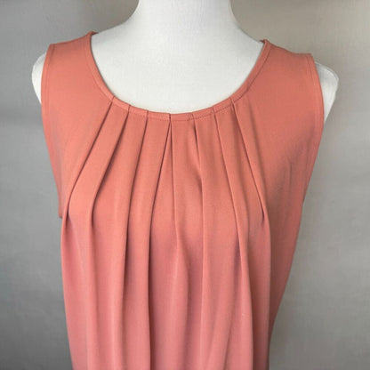 Zenana Silky & Soft Top Sz L Pleated Scoop Neck Sleeveless Top L