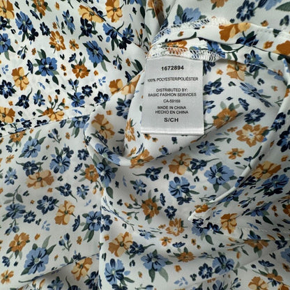 Mario Serrani Women Top Sz S NWT White Floral V-Neck 3/4 Sleeve B2120